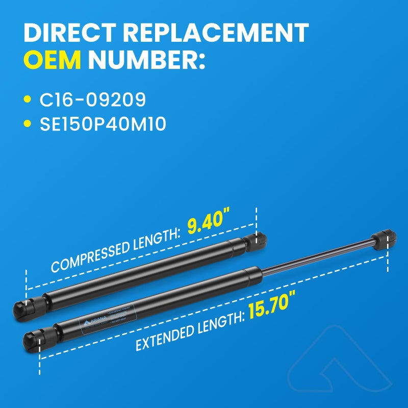 ARANA C16-09209 16 inch 38lb Gas Struts, 15.7 in 38# Camper Shell Shocks 419697 21577-002, 16" Truck Cap Struts Lift Support for Leer A.R.E Snugtop Topper Canopy Replacements C16-33309, 2Pcs - Image 2
